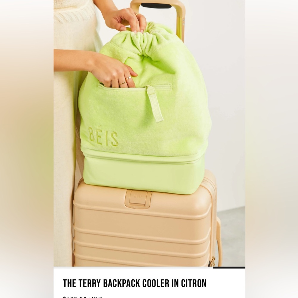 Beis Terry Backpack Cooler, Citron - image 2